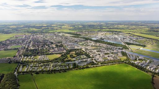 Aerial view looking east